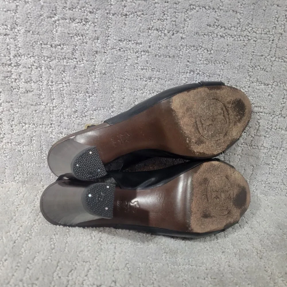 Tory Burch Tennyson Women's Size US 9.5 M Black Leather Slingback Heels Sandals.